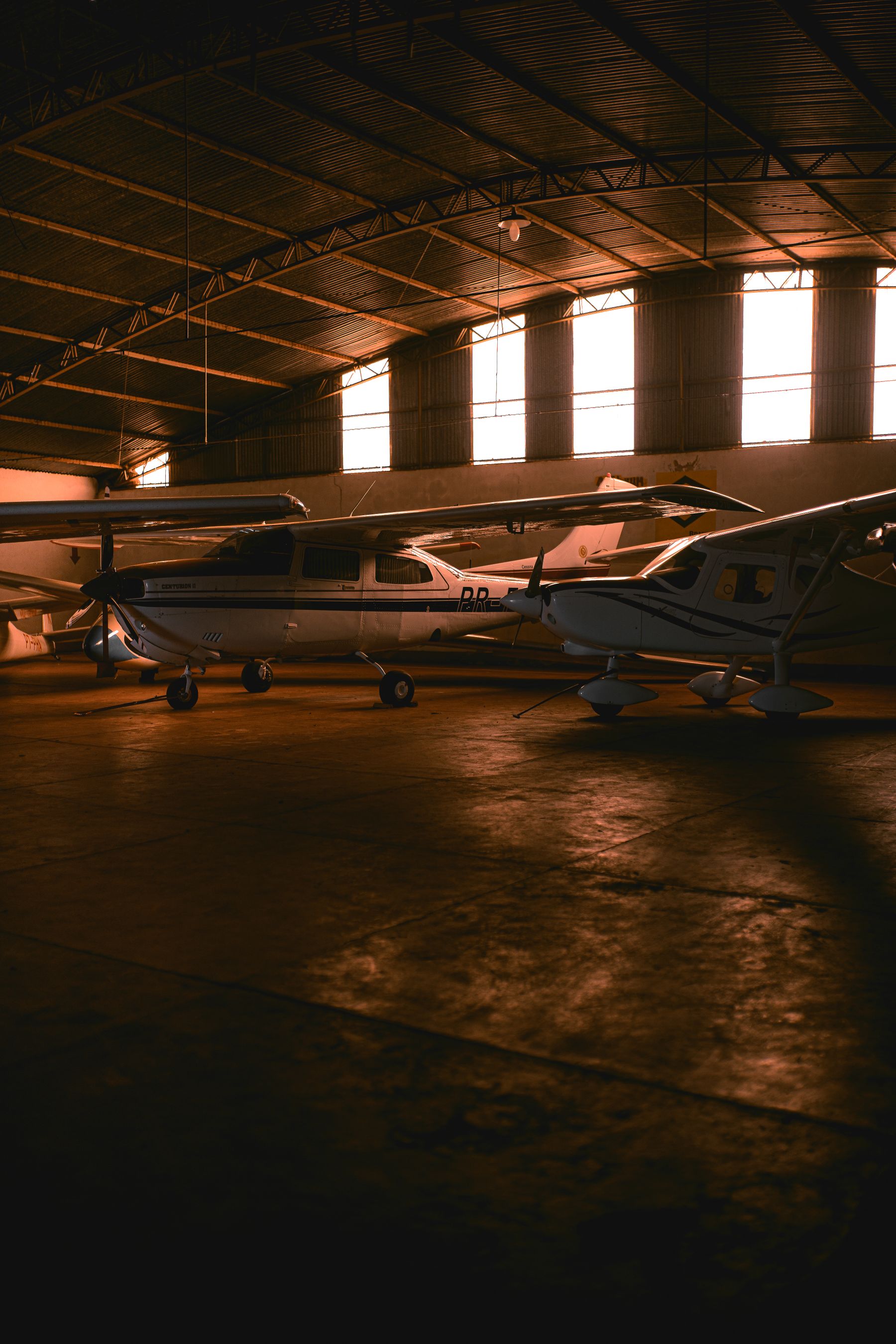Commercial aircraft inside a maintenance hangar